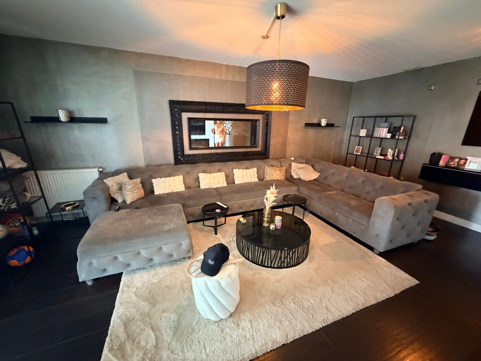 Luxe Grote Hoekbank - Grijs, Zo goed als nieuw, Huis en Inrichting, Ophalen, 100 tot 125 cm, Hoekbank, 300 cm of meer