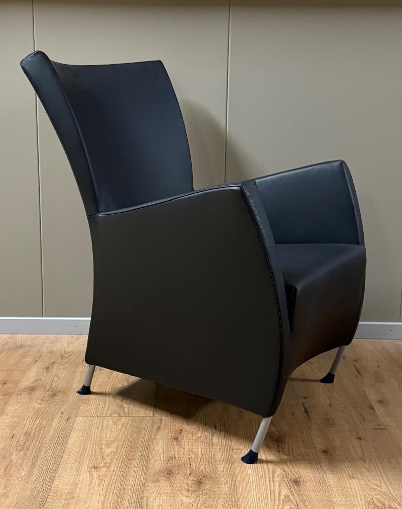 Montis Windy fauteuil refurbished - Nieuw leer Nero Black, Huis en Inrichting, Leer, Nieuw, 75 tot 100 cm, Ophalen of Verzenden
