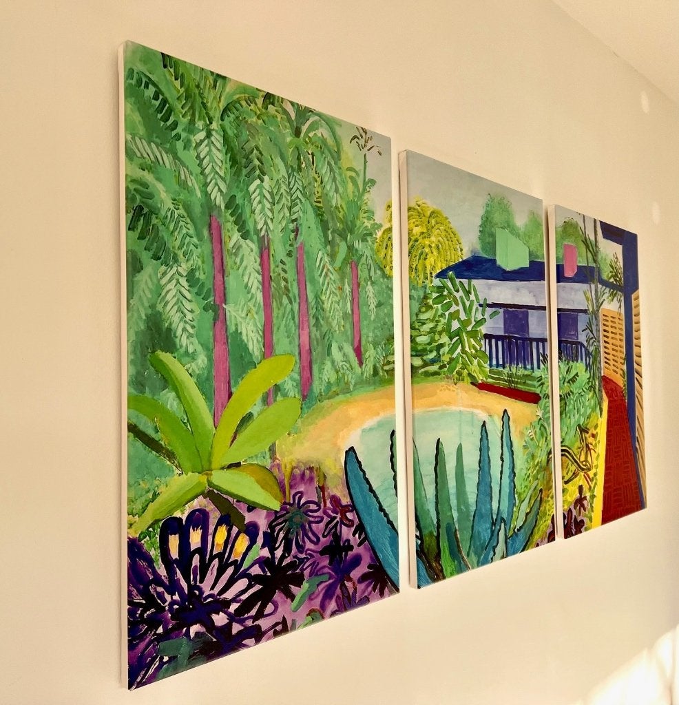 super mooie drieluik van David Hockney print op canvas, Antiek en Kunst, Ophalen