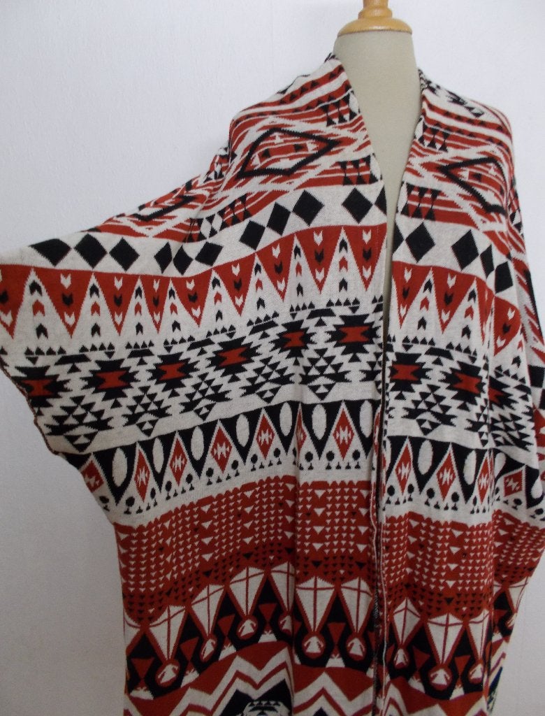 100% katoenen ethnic/Peru print poncho/vest! L/XL/XXL, Verzenden, Zo goed als nieuw, Maat 46/48 (XL) of groter, Meerkleurig