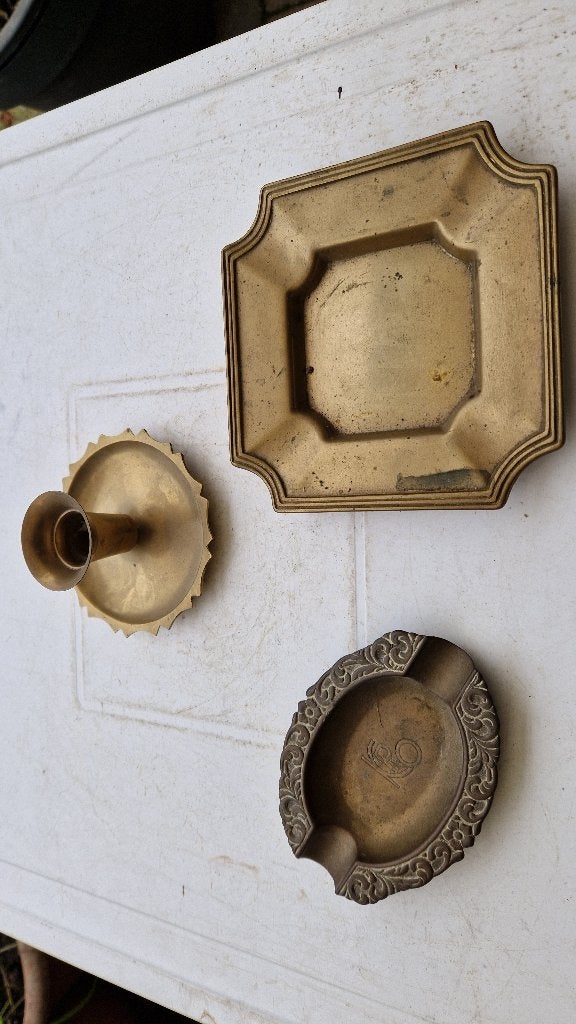 oude koperen asbakken en kandelaar, Ophalen of Verzenden, Koper