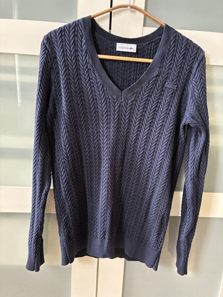Lacoste kabeltrui maat 38 blauw, Kleding | Dames, Maat 38/40 (M), Blauw, Ophalen of Verzenden, Zo goed als nieuw