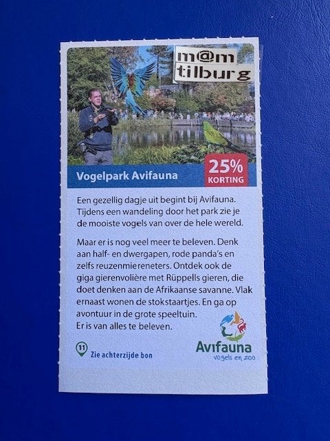 Vogelpark Avifauna 25% korting tot 1-7-2027, Tickets en Kaartjes, Drie personen of meer, Kortingskaart