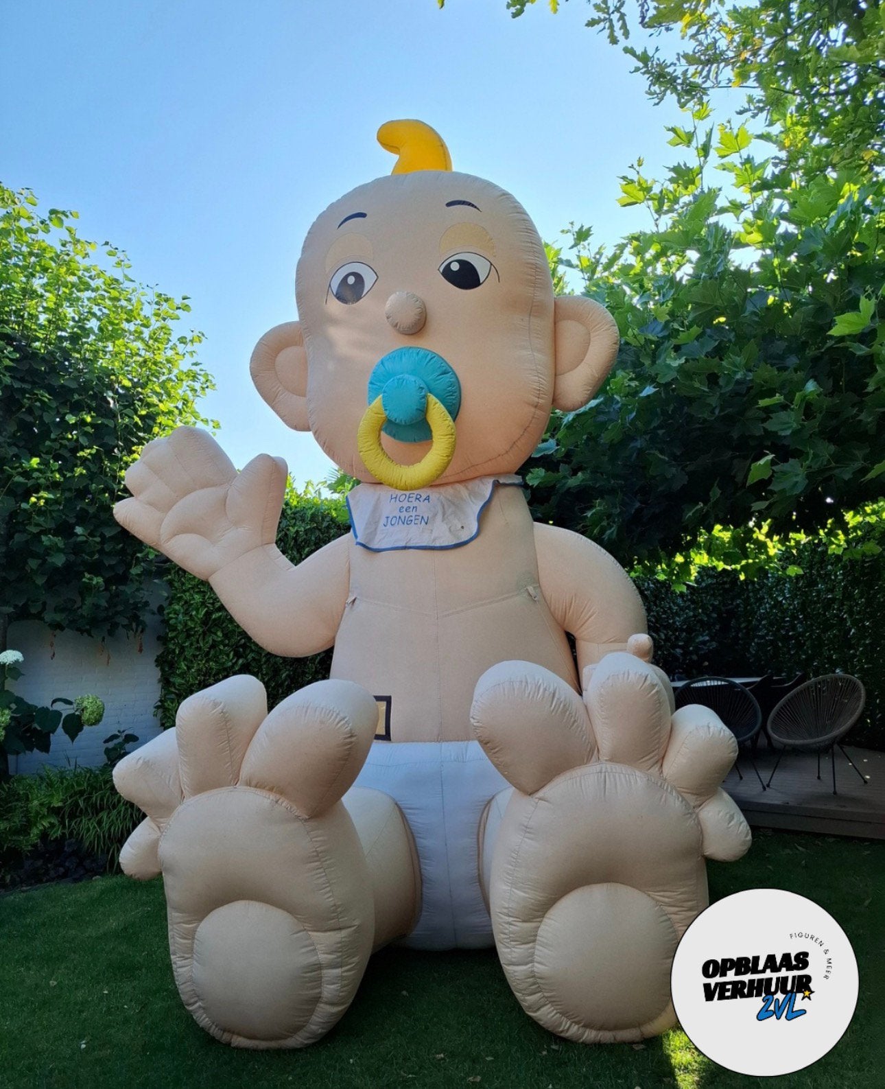 Grote opblaas pop voor bijv baby borrel TE KOOP!, Ophalen of Verzenden, Zo goed als nieuw, Geboorte of Huwelijk