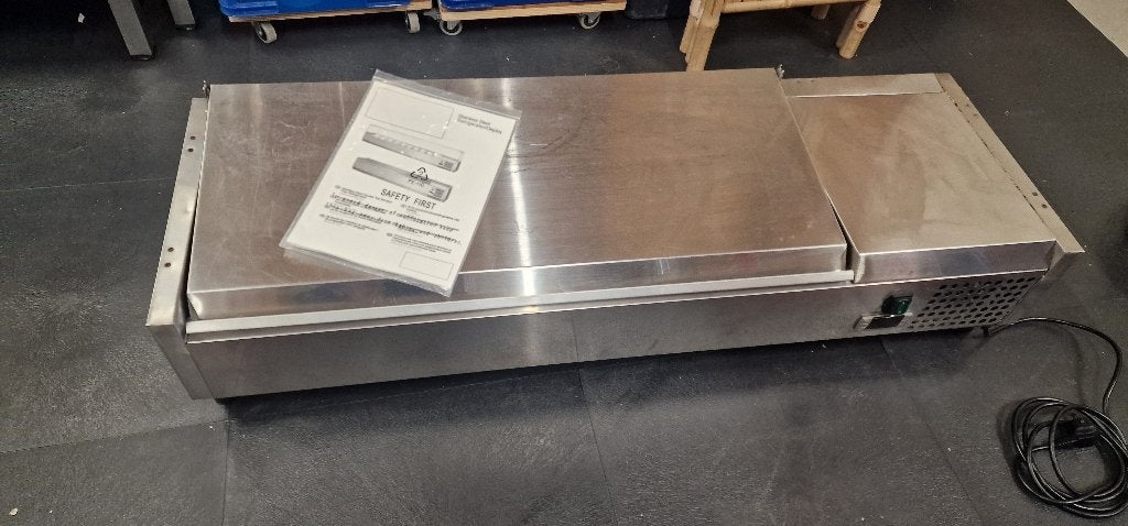 Cool Head opzetkoelvitrine 120 cm RVS + 4 GN bakken, Witgoed en Apparatuur, Ophalen, 60 cm of meer, Zonder vriesvak, Gebruikt