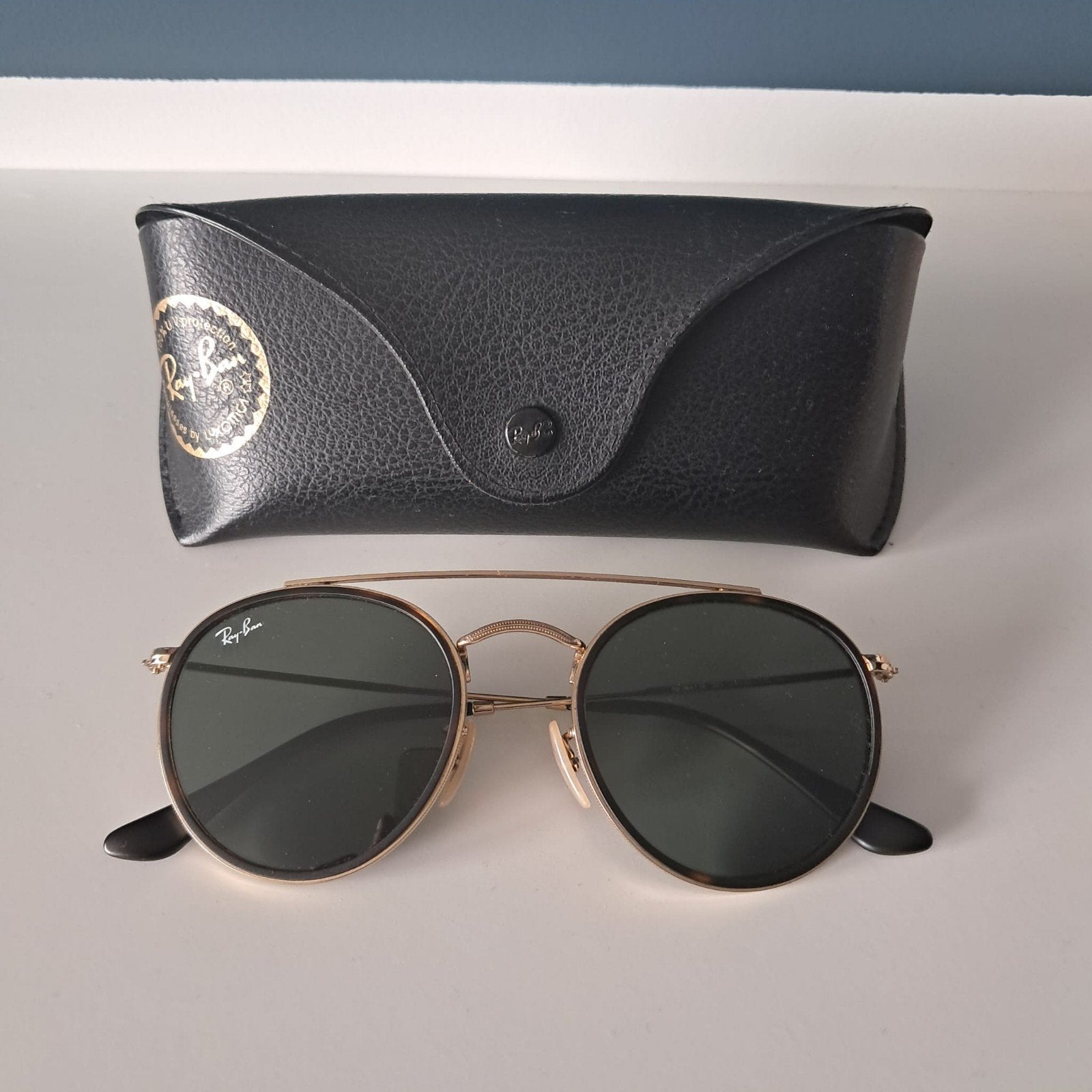 Ray-Ban Round Double Bridge, Gebruikt, Zwart, Ophalen of Verzenden, Ray-Ban