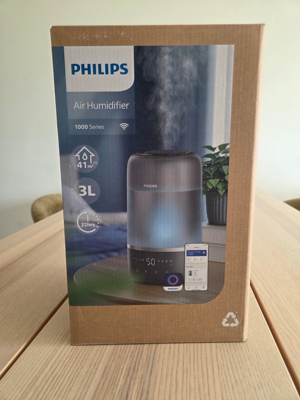 Luchtbevochtiger Philips 1000 series, Ophalen, Minder dan 60 m³, 3 snelheden of meer, Mobiele airco