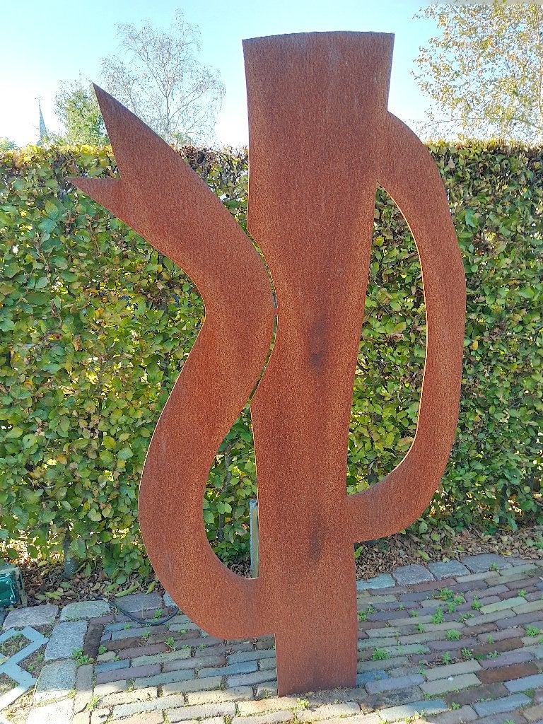 Tuinbeeld van Klaas Gubbels, Ophalen, 200 cm, Beeld, Metaal