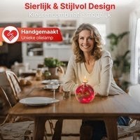 Unieke Handgemaakte Olielamp met Rode Gedroogde Bloemen, Bramengaard, Nieuw, Ophalen of Verzenden, Modern