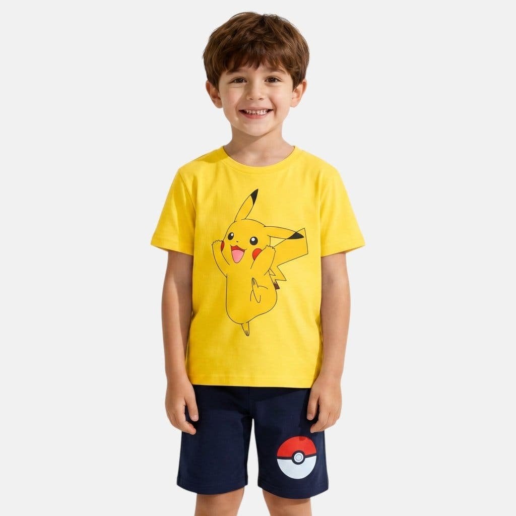 Pokemon Shortama Pikachu GZ - Mt 98 -104 -110 -116 - Katoen, Pokemon, Nieuw, Ophalen of Verzenden, Setje