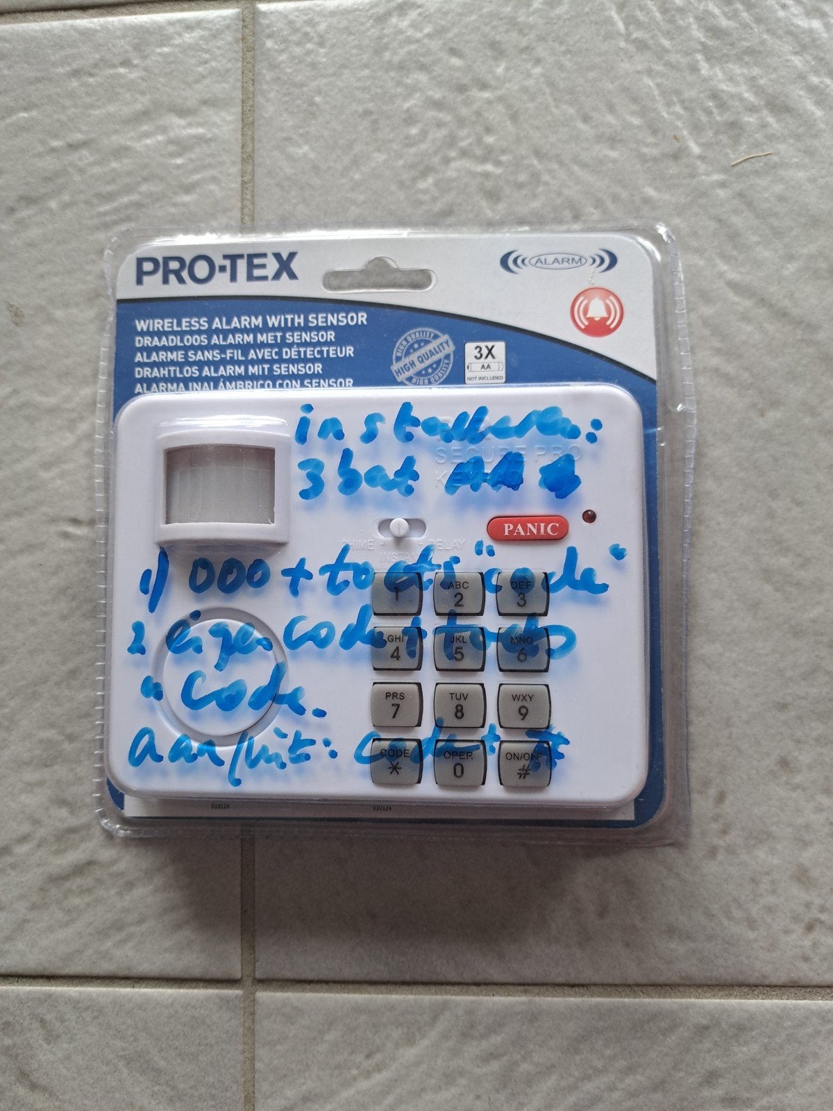 PRO-TEX Draadloos Alarm met Bewegingssensor en Code, Ophalen of Verzenden