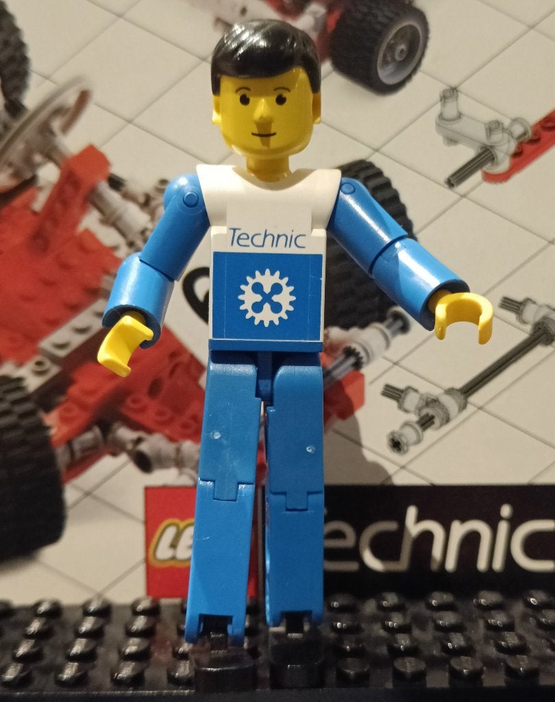 Lego Technic Figure Blue Legs, White Top with Blue Technic, Gebruikt, Lego, Ophalen of Verzenden, Minifiguur
