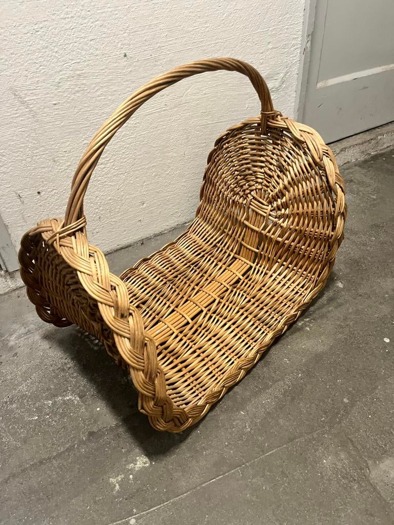 Vintage retro rotan rieten plukmand lectuurbak, Ophalen, Gebruikt, Mand, Riet