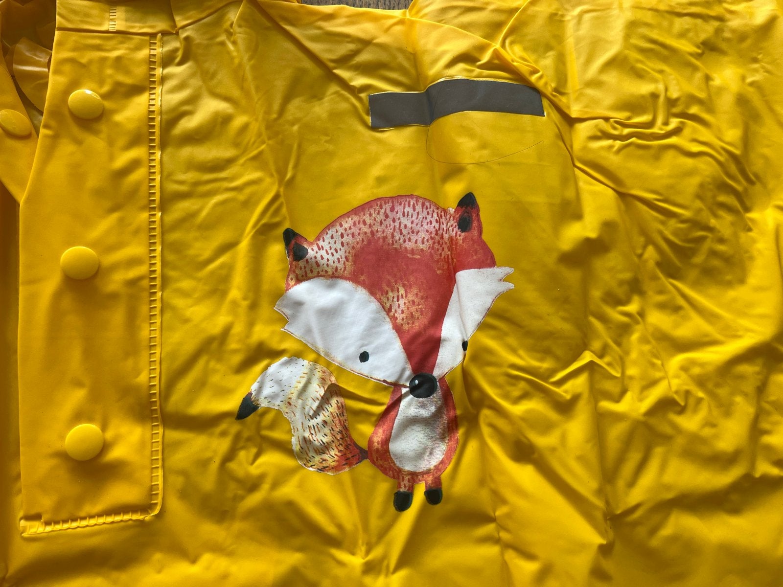 Gele regenponcho met vossenprint voor kinderen, Ophalen of Verzenden, Zo goed als nieuw, Regenpak, Kinderen