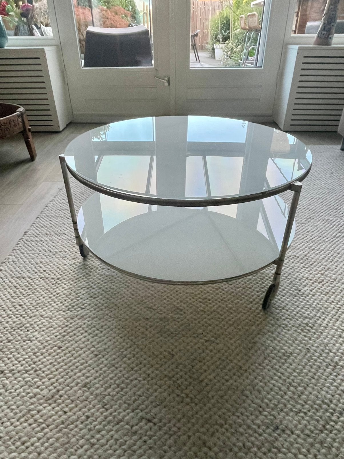Salontafel wit glas Ikea, Ophalen, Gebruikt, Rond, 50 tot 100 cm