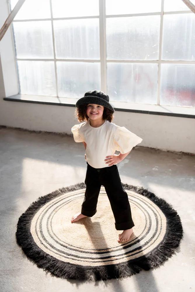Rond Jute Vloerkleed | Tess Black | Tapis Petit | Ø110 cm, Zwart, Rond, Nieuw, Ophalen of Verzenden