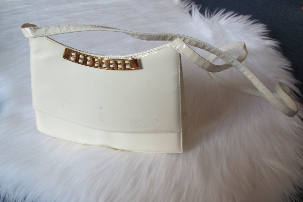 Vintage shoulder bag (Linea Venezia), Ophalen of Verzenden, Gebruikt, Wit, Schoudertasje