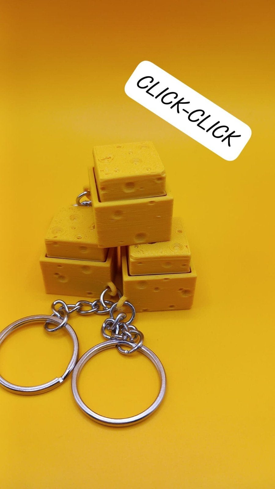 Cheesy Fidget Clicker Sleutelhanger - Stressverlagend, Ophalen of Verzenden, Nieuw, Jongen of Meisje