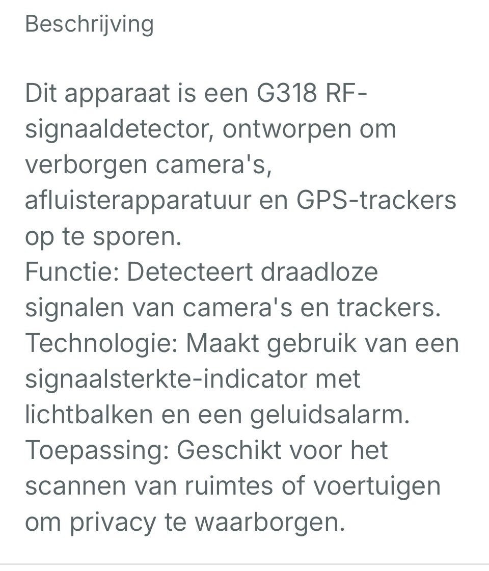 G318 RF-Signaaldetector Nieuw in Doos, Ophalen, Nieuw