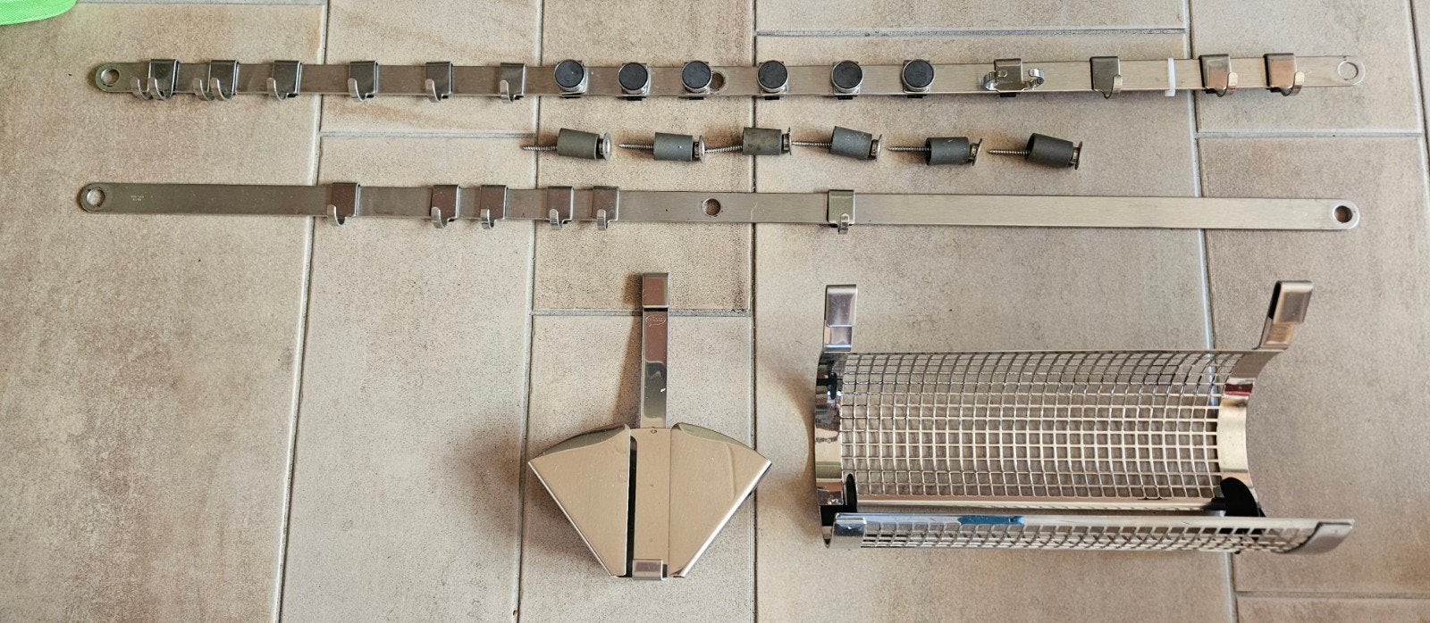 Luxe Metalen keukenrek met ophangsysteem en accessoires, Zilver, Ophalen of Verzenden, Metaal, Overige merken