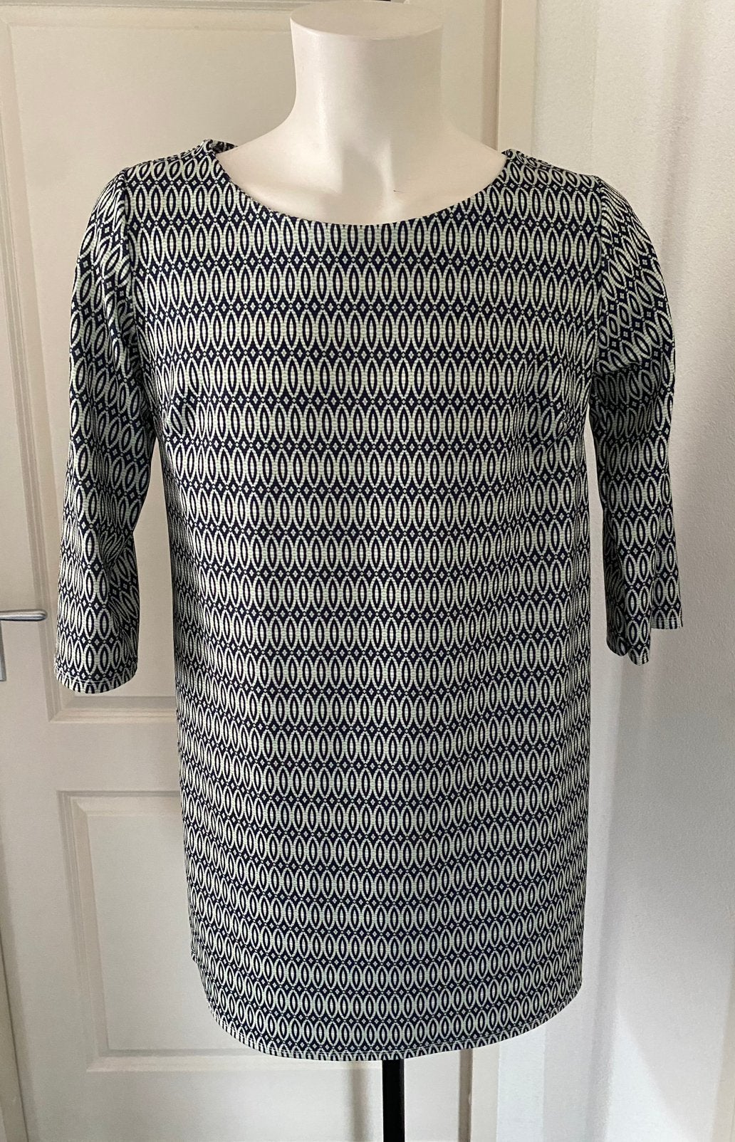 Dames Jurk FOS Smsterdam maat XL blauw/groen herfst zgan, Kleding | Dames, Blauw, Maat 42/44 (L), Ophalen of Verzenden, Zo goed als nieuw