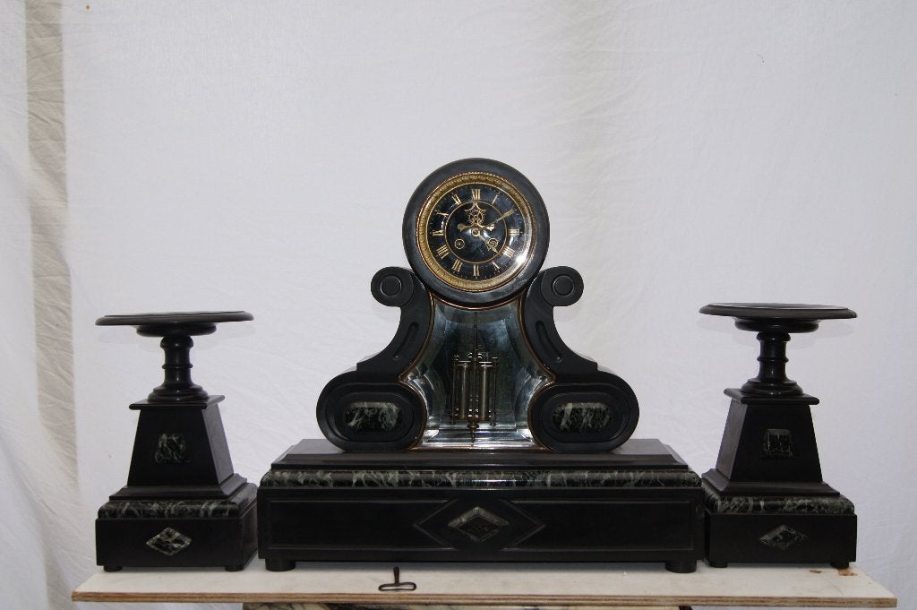 Klokstel met brocot uurwerk ( Grote klok, Antiek en Kunst, Antiek | Klokken, Ophalen of Verzenden