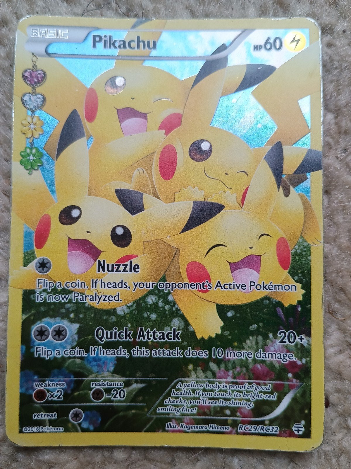 Pikachu full art rc29/rc32 generations - 20th anniversary, Ophalen of Verzenden, Gebruikt, Losse kaart, Foil