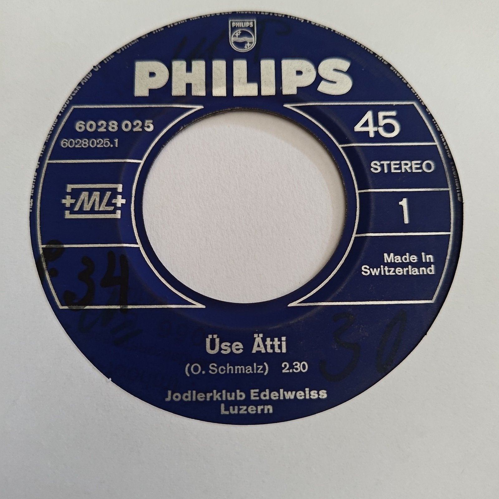 Jodlerklub Edelweiss Luzern - Üse Ätti (Philips 45 RPM), Gebruikt, Wereldmuziek, 7 inch, Ophalen of Verzenden