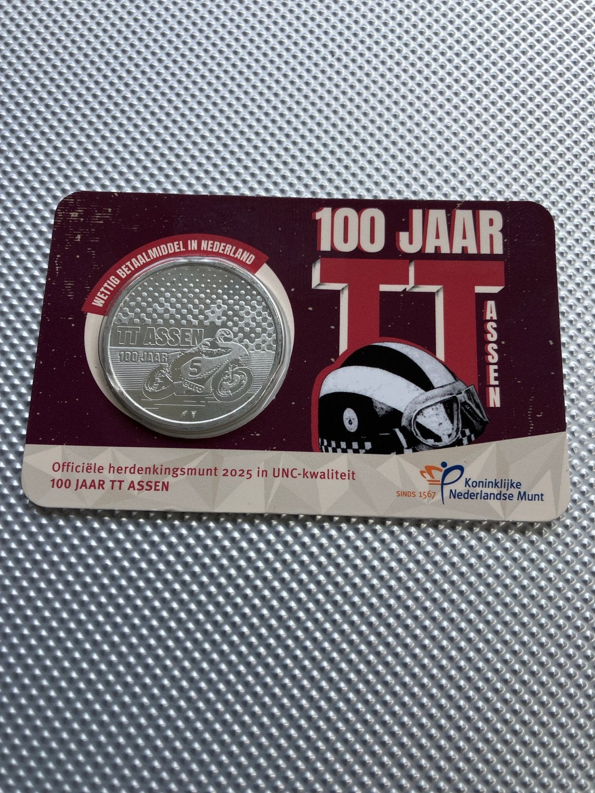 100 Jaar TT Assen Herdenkingsmunt 2025 - Zwaar Verzilverd, Koningin Beatrix, Zilver, Euro's, Ophalen of Verzenden
