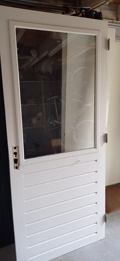 Buitendeur hardhout, dubbel glas, Ophalen, Gebruikt, 200 tot 215 cm, Glas