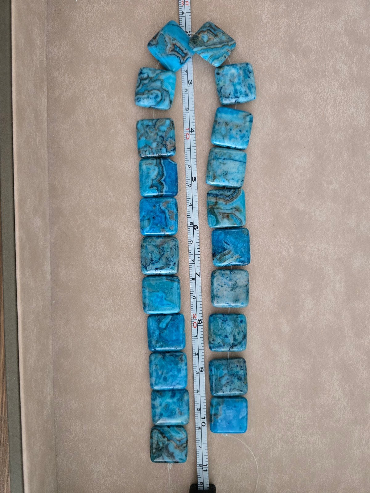 21x Crazy Lace Agaat Kralen, Vierkant, 20mm, Blauw, Hobby en Vrije tijd, Kralen en Sieraden maken, Ophalen of Verzenden