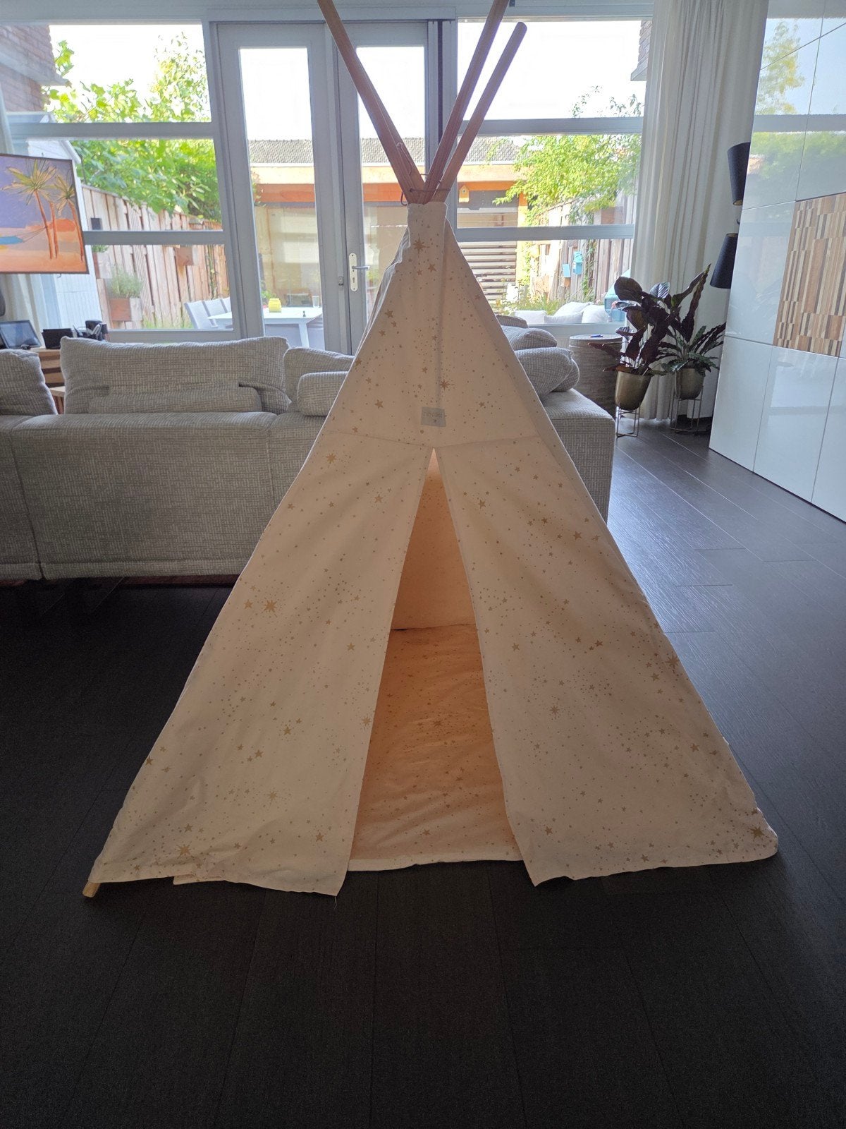 Nobodinoz tipi tent met sterrenprint, Ophalen, Zo goed als nieuw, Hout