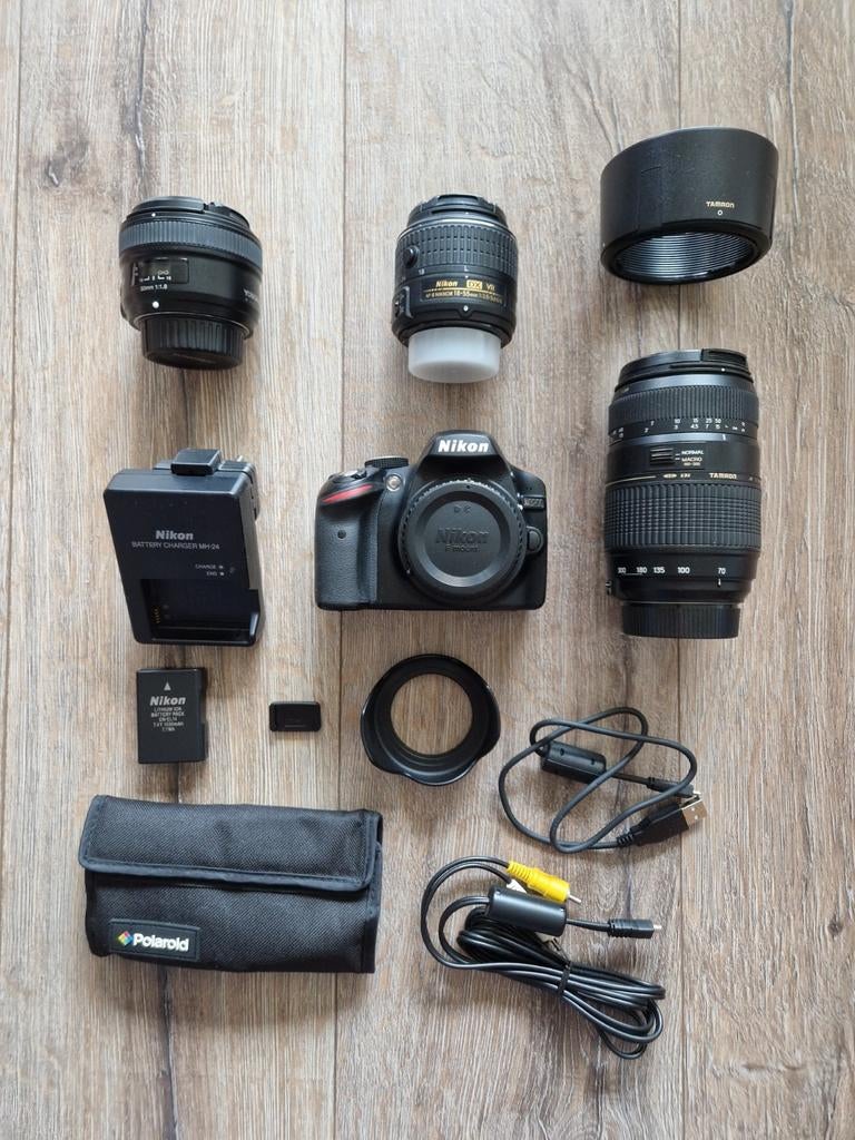 Nikon D3200 met 3 lenzen inclusief accessoires, Ophalen, Gebruikt, Spiegelreflex, Nikon