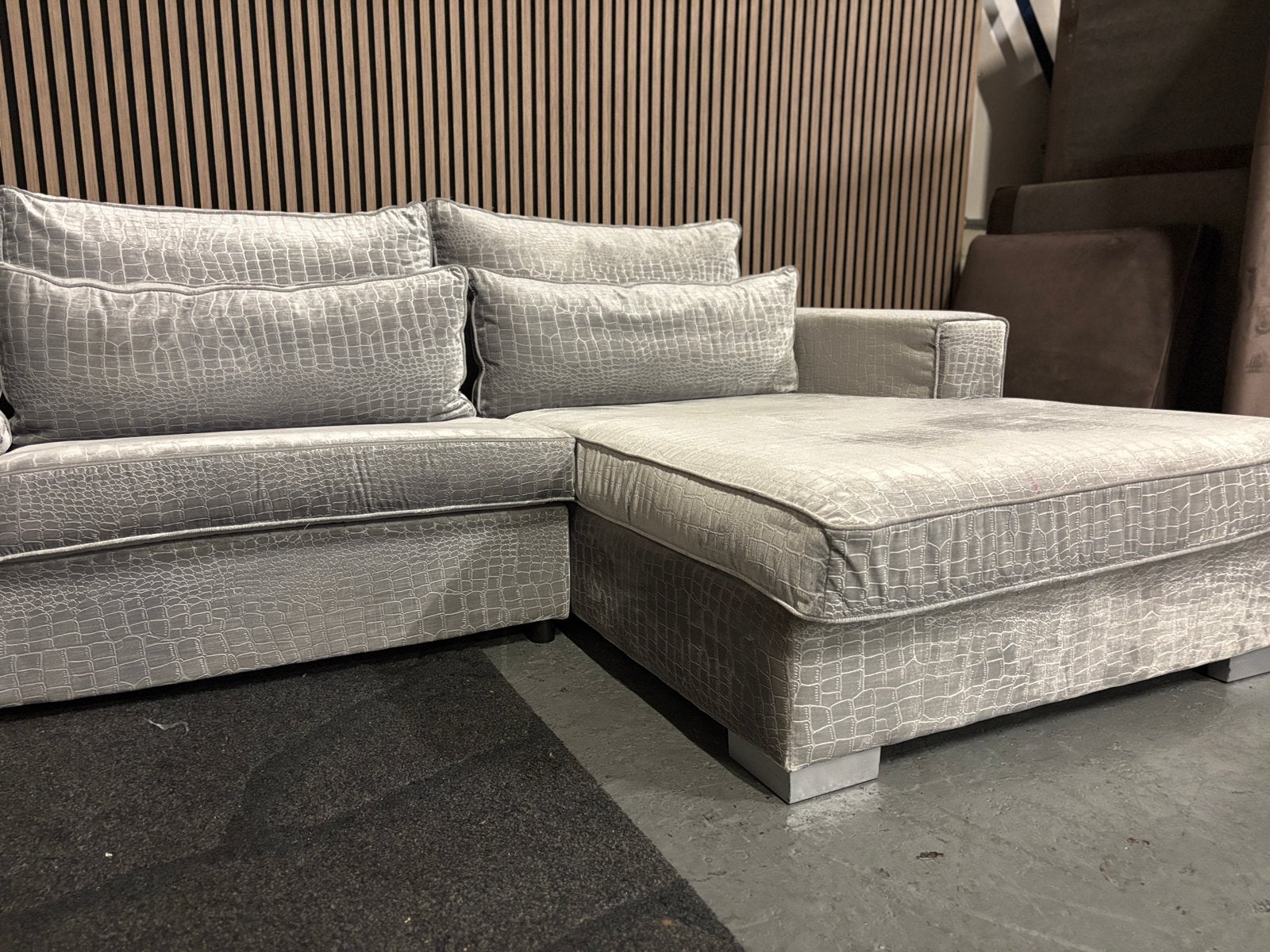 GRATIS LEVERING U-Bank Croco Velvet 405x250x180 GEREINIGD, 300 cm of meer, Ophalen of Verzenden, Zo goed als nieuw, 150 cm of meer