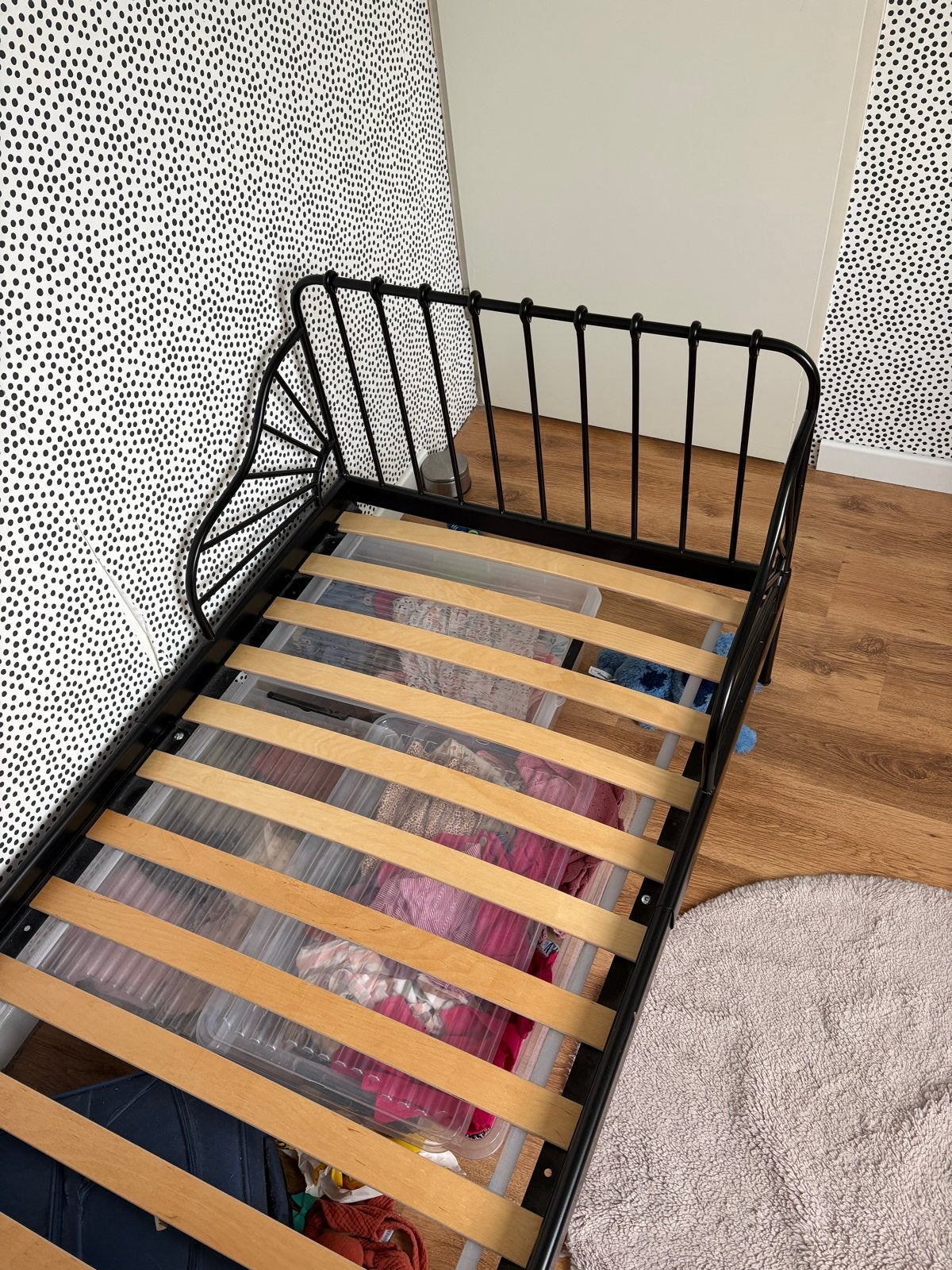 IKEA meegroeibed met lattenbodem (zwart), Kinderen en Baby's, Ophalen, Gebruikt, 70 tot 85 cm, Lattenbodem