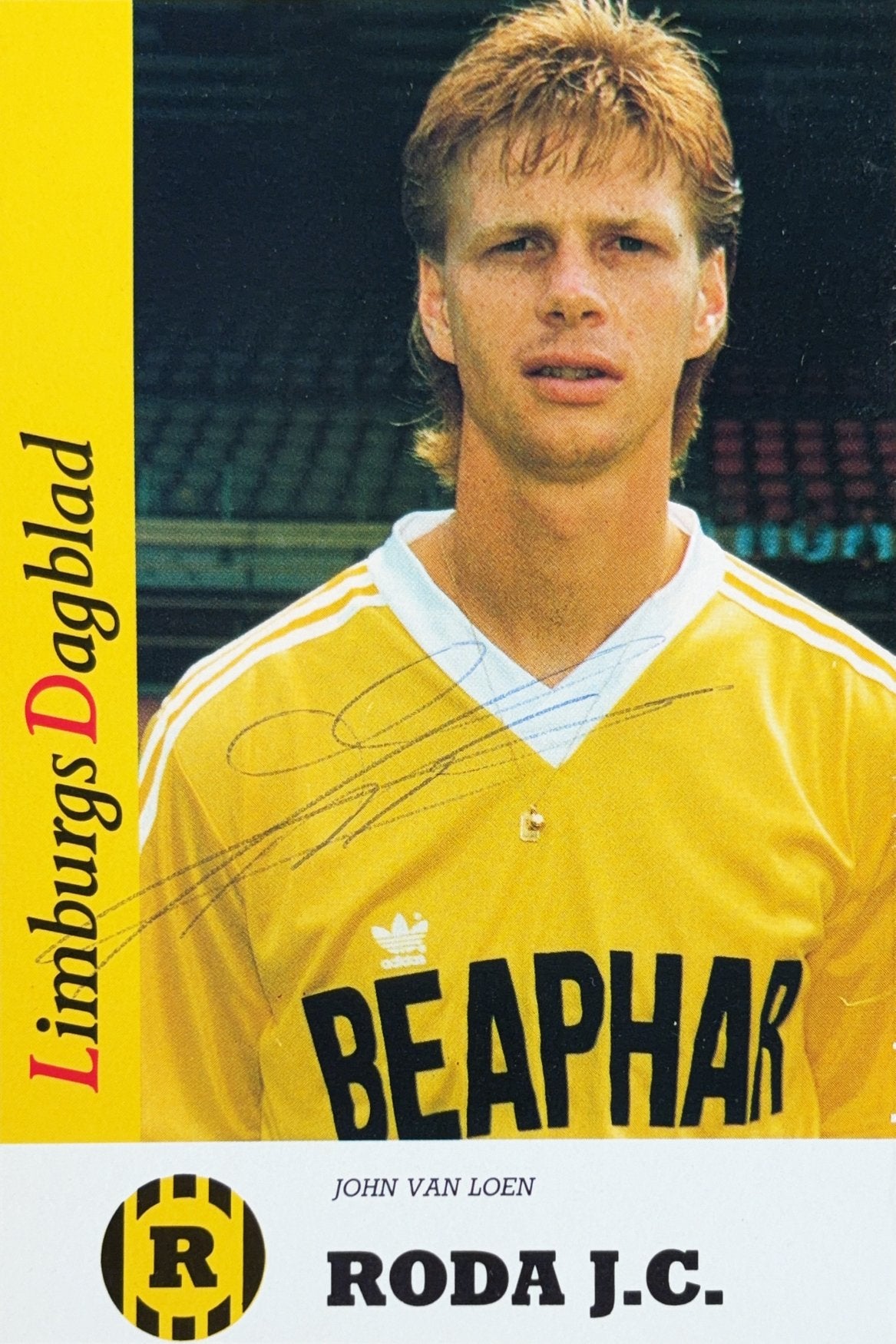 Spelerskaart John van Loen - Roda JC Kerkrade - 1989/1990, Verzamelen, Verzenden, Gebruikt, Roda JC, Spelerskaart
