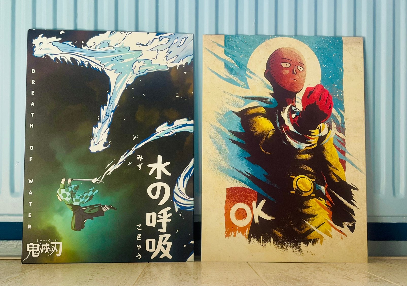 Displate poster - one punch man - Demon Slayer, Rechthoekig Staand, Ophalen of Verzenden, Zo goed als nieuw, A1 t/m A3