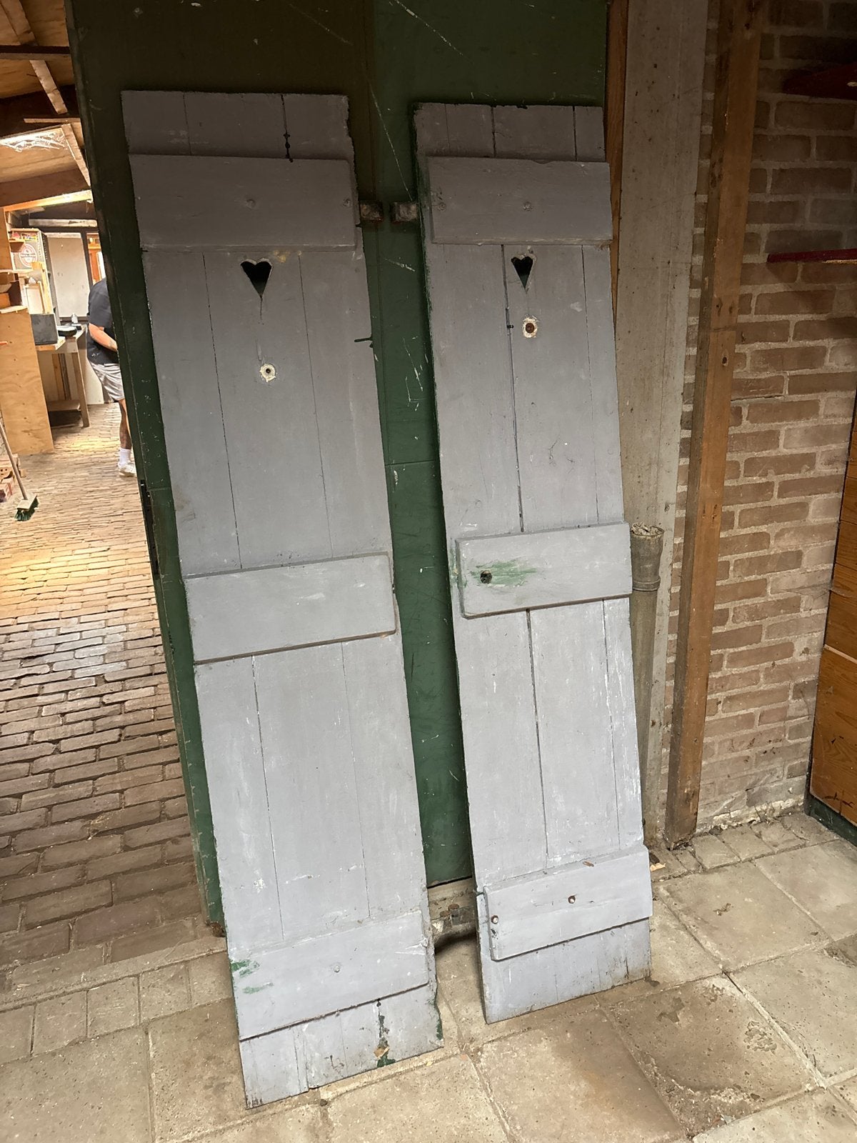 2 Vintage Oude Deuren met Hartjesuitsparing, Ophalen, Gebruikt, Minder dan 80 cm, Binnendeur