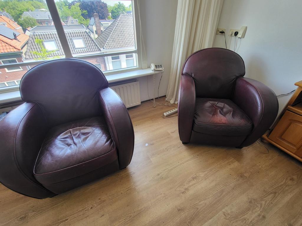 2 fauteuils echt leer gratis op te halen, Ophalen of Verzenden, 75 tot 100 cm, Leer, 50 tot 75 cm