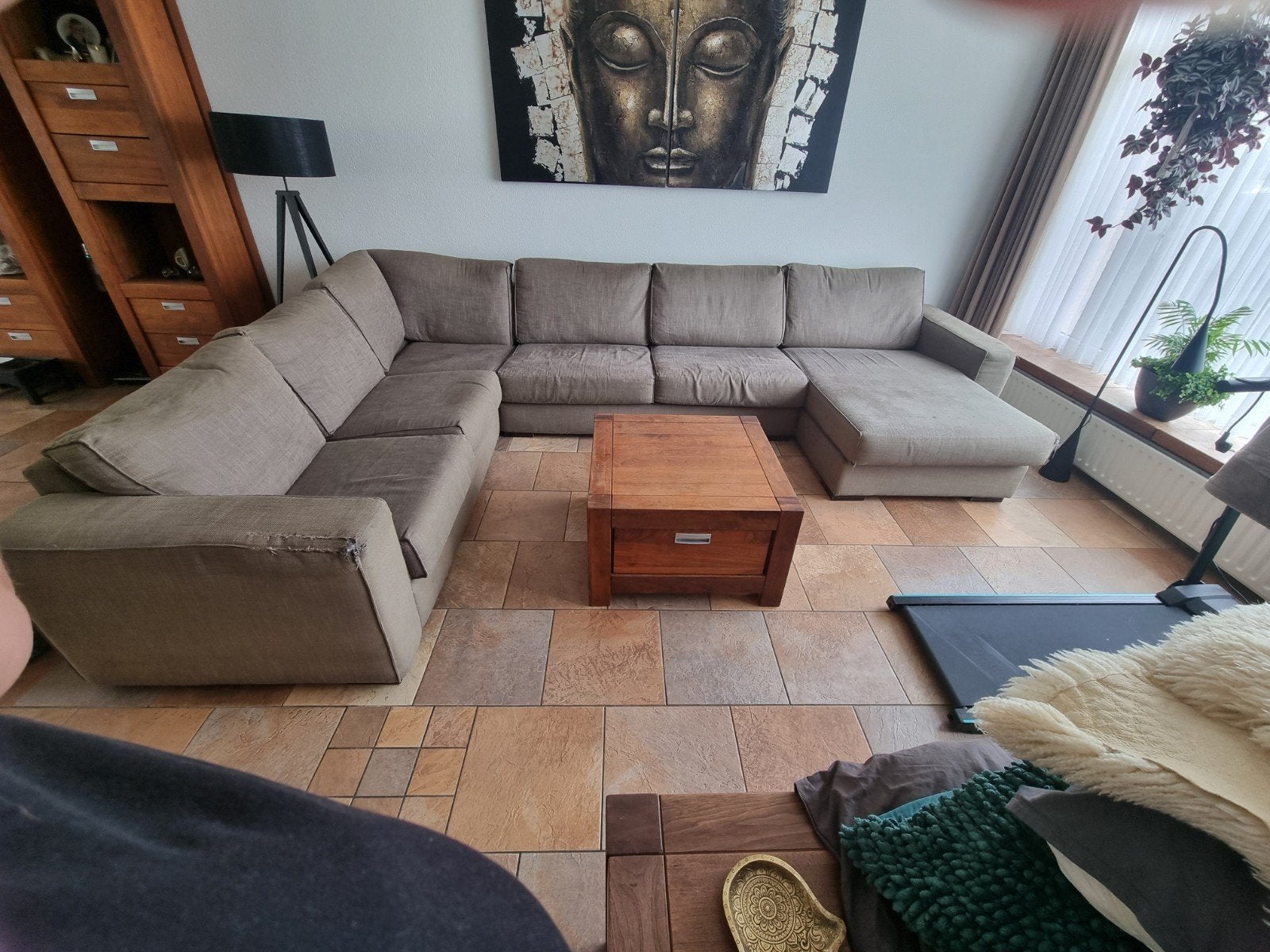 Grote Hoekbank met Longchair - Comfortabel en Ruim, Ophalen, Gebruikt, Hoekbank, 300 cm of meer