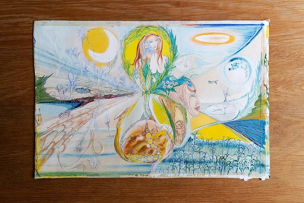 Schilderij ( Gouache ) "De terugkeer van Isthar", Ophalen of Verzenden