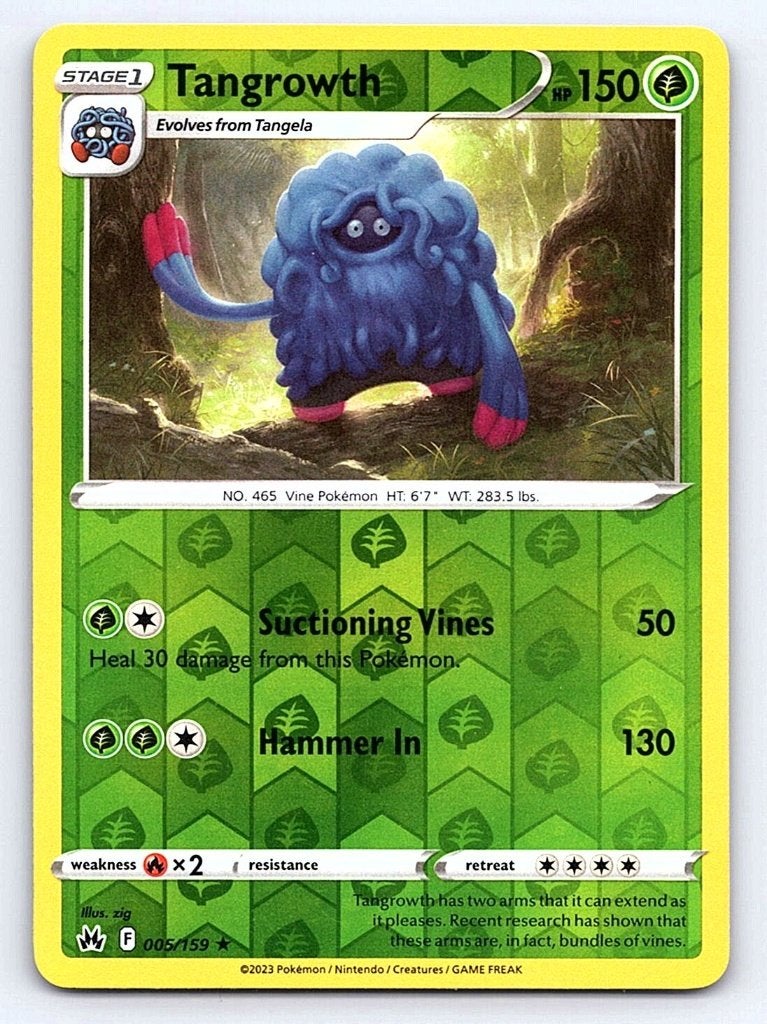 Tangrowth CRZ 5 reverse holo, Ophalen of Verzenden, Zo goed als nieuw, Losse kaart, Foil