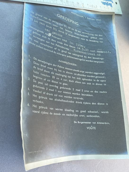 Oproepkaart en Universiteitsdocumenten Onno Blaisse 1944, Verzenden