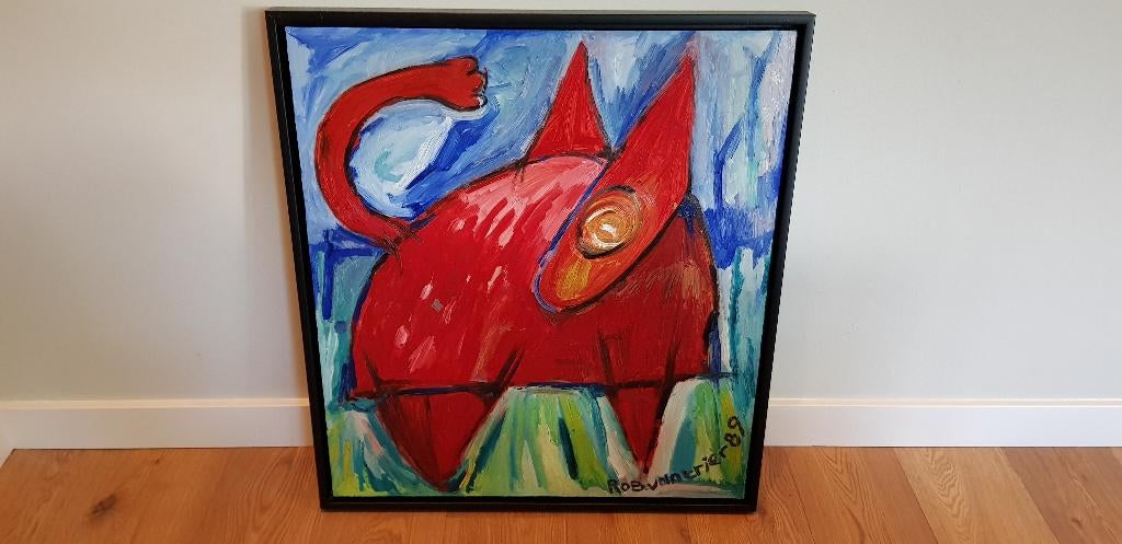 Schilderij Rob van Trier "Rode Hond" uit 1989, Ophalen