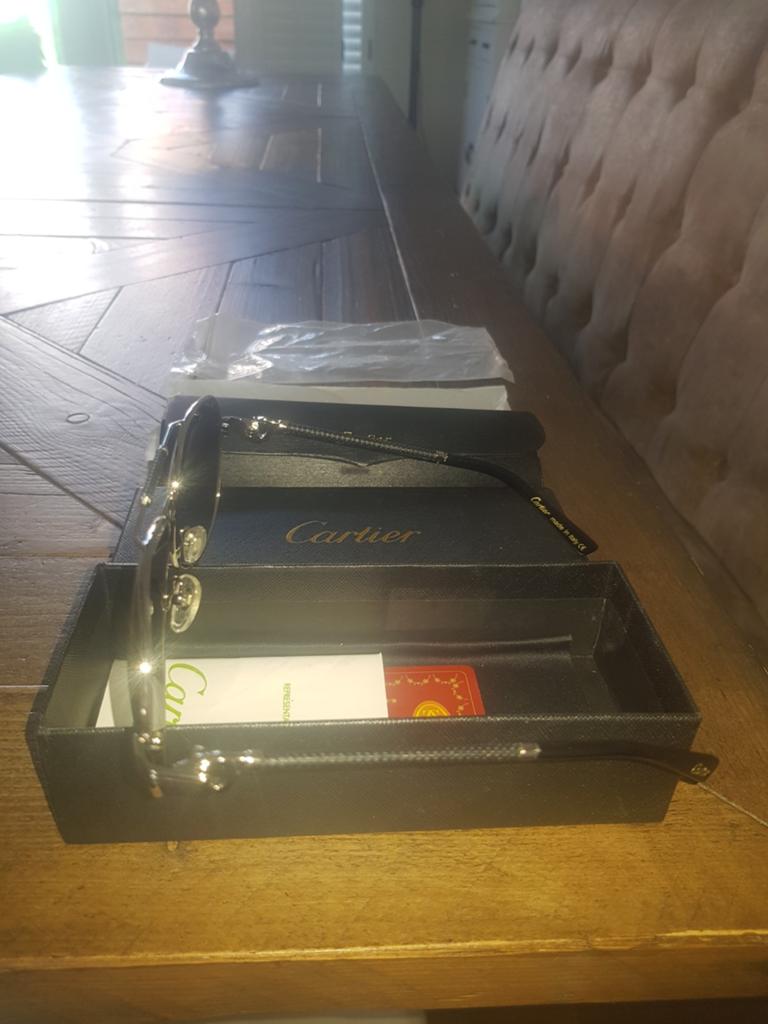 Echt origineel Heren Cartier Zonnebril T8220012 Nieuw., Zonnebril op sterkte, Zwart, Nieuw, Ophalen