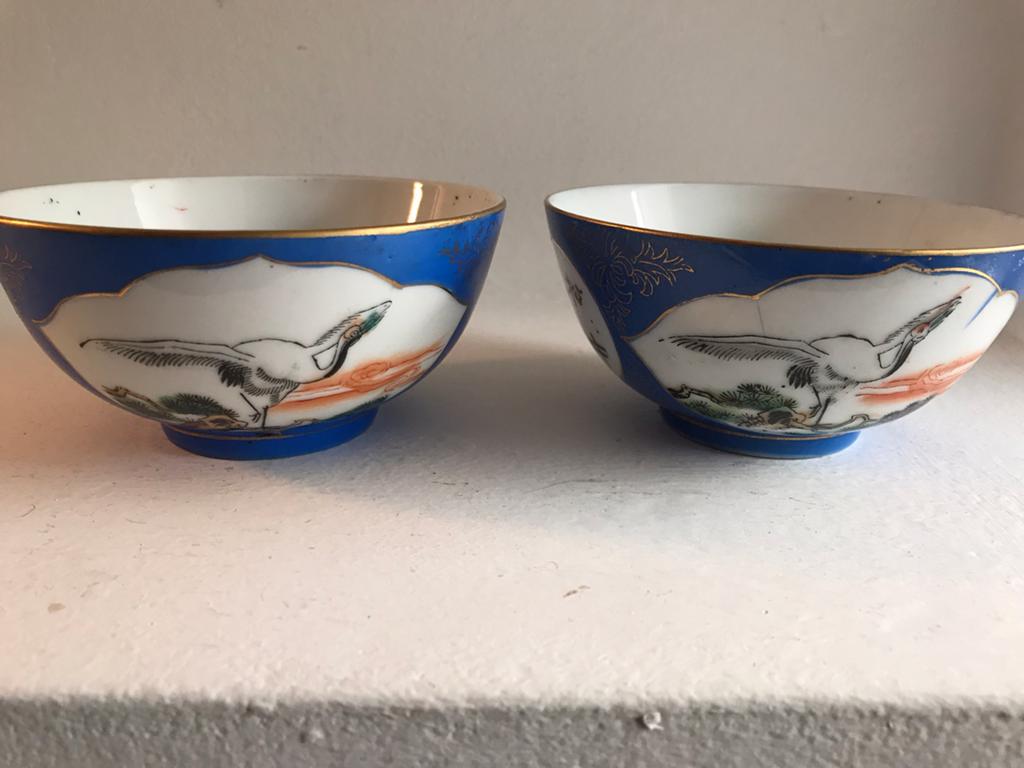 Chinese kommen blauw ooievaar, Ophalen of Verzenden