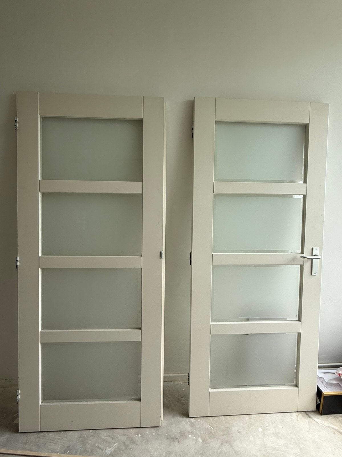 Twee binnendeuren met glas, Doe-het-zelf en Verbouw, Deuren en Horren, Ophalen, Gebruikt, 80 tot 100 cm, Binnendeur