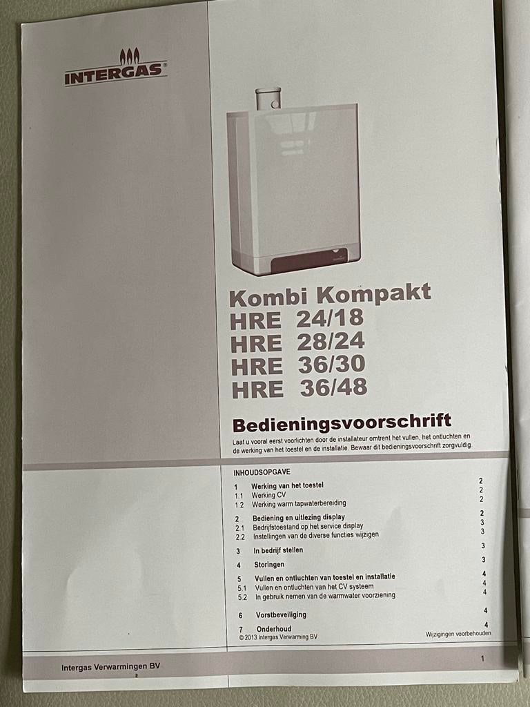 Intergas Kombi Kompakt HRE 36/48 CV-ketel (2015), Gebruikt, Hoog rendement (Hr), Cv-ketel of Combi-ketel, Ophalen of Verzenden