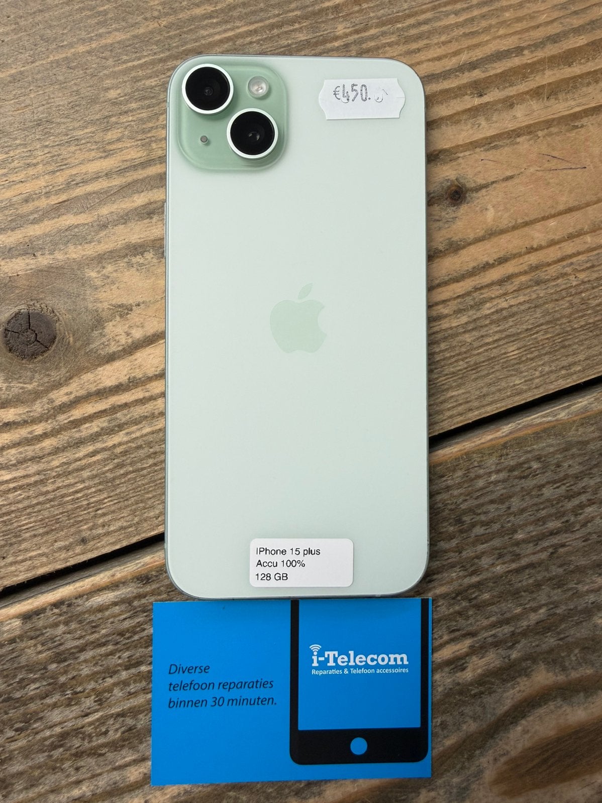 Iphone 15 plus green 128 GB met garantie 100%, Ophalen of Verzenden, Zo goed als nieuw