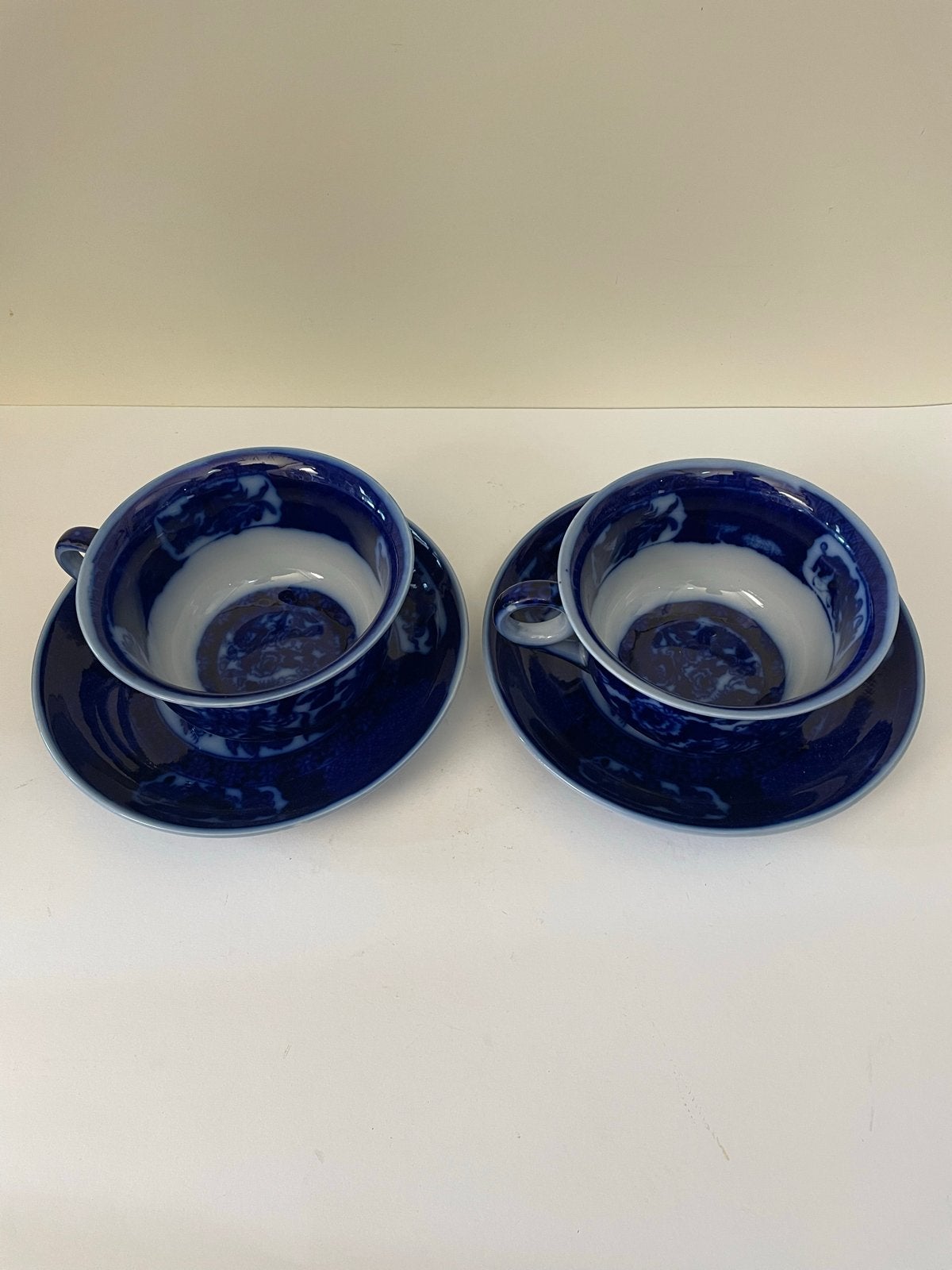 Set van 2 Tecla kobaltblauwe kop en schotels, Antiek en Kunst, Antiek | Servies los, Ophalen of Verzenden